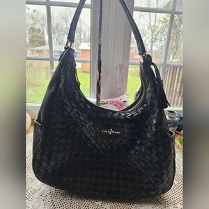 Cole Haan Black Woven Hobo Bag